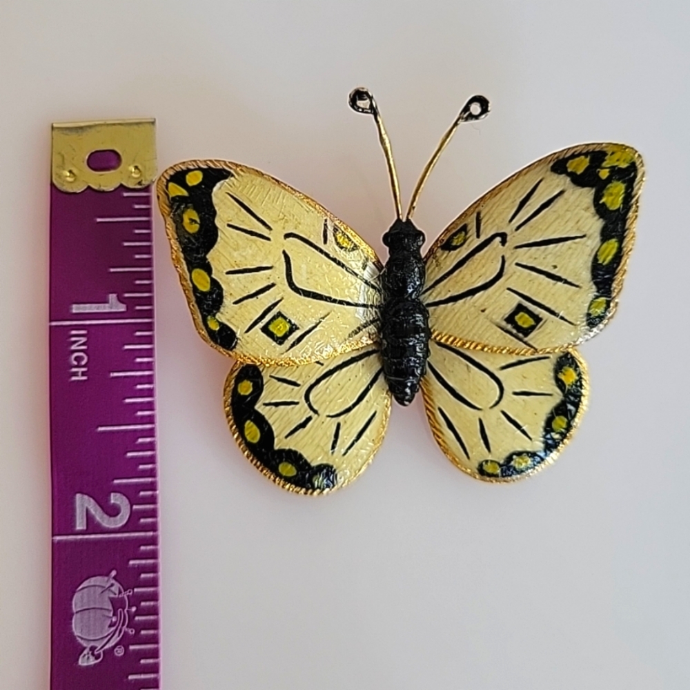 ***Sold*** Vintage Butterfly Brooch Pin Black and Gold Tone Vintage Signed Weiss - Picture 8 of 10